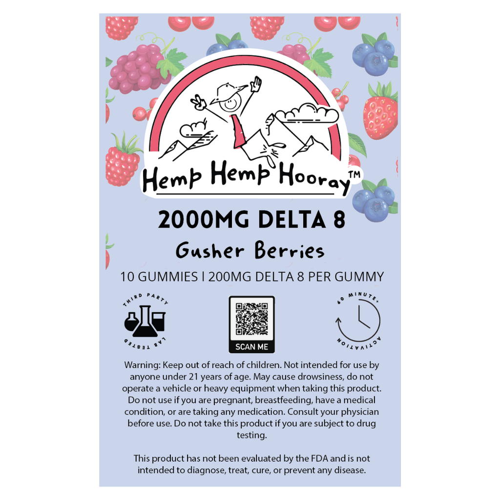 HHH Delta 8 THC- 200mg per gummy - 2000mg 10 pack