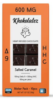 Khokolatez Infused Chocolate Bars 600mg total- 500mg HHC + 100mg D9 THC