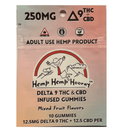 HHH 250MG Delta 9 Compliant 1:1 D9/CBD Gummies 12.5 mg each gummy