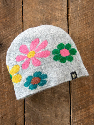 Womens Beanie with flowers